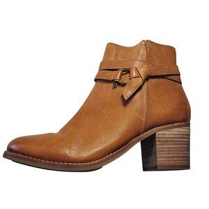 Sperry Womens Top-sider Chelton Cognac Brown Leather Chunky Heel Ankle Boots 9